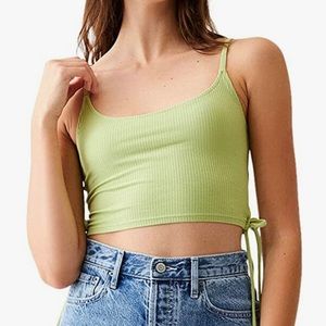 PacSun Joyful Tank Light Green Ribbed Cropped  Side Ties Stretch Jersey NWT-XS